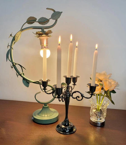 5 Candle Metal Candelabra Candlestick Holders 10.24 inch Tall Candle Holder Wedding Event Candelabra（Black）