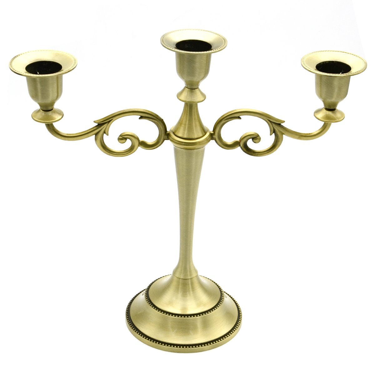 3-Candle Metal Candelabra Candlestick 10.6 inch Tall Candle Holder Wedding Event Candelabra Candle Stand (Black Candelabra)