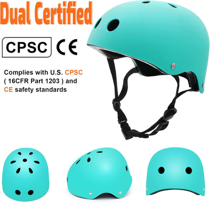 Skateboard Bike Helmet Dual Certified for Youth, Adult Bike, Skate, Roller Skate Inline Skating Rollerblading Scooter Helmet