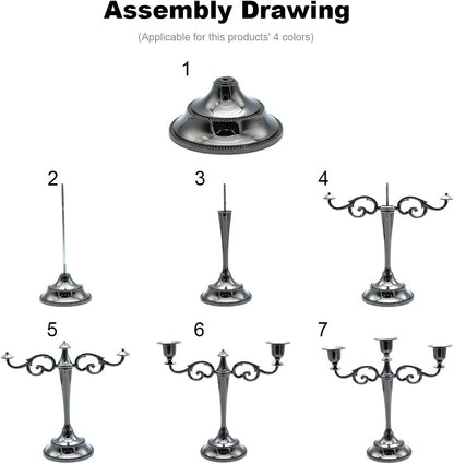 3-Candle Metal Candelabra Candlestick 10.6 inch Tall Candle Holder Wedding Event Candelabra Candle Stand (Black Candelabra)