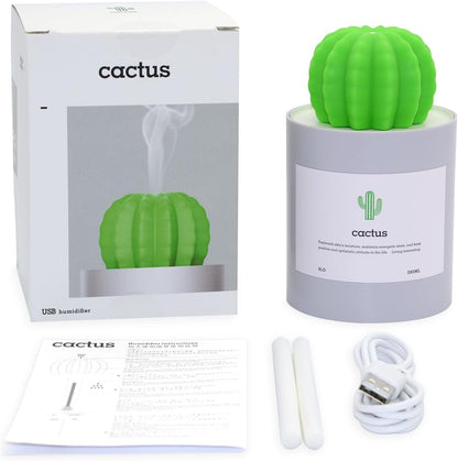 USB Cool Mist Humidifier,Mini Size Cactus Humidifier Ultra-Quiet Operation for Office Home Bedroom Baby Room 280ML 50ml/h(Grey)