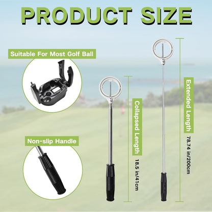 Golf Ball Retriever with Golf Ball Grabbers, Stainless Extendable Golf Ball Retriever Telescopic for Water, Golf Accessories for Men