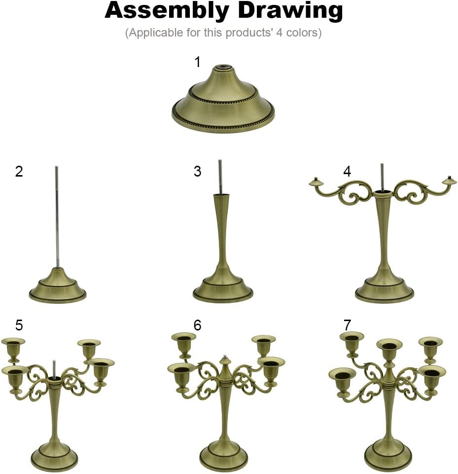 5 Candle Metal Candelabra Candlestick Holders 10.24 inch Tall Candle Holder Wedding Event Candelabra（Black）