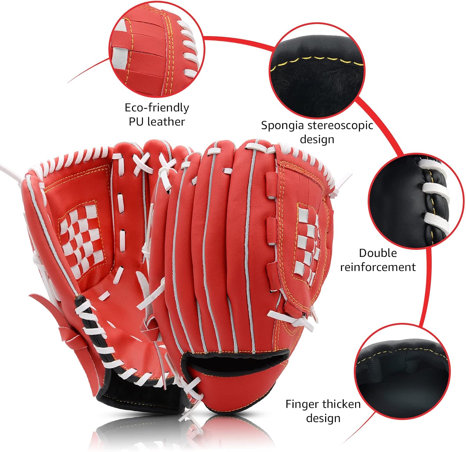 Baseball Glove for Youth Adult, Softball Glove 11''-12.5'' for Training and Playing, Baseball Mitt Left Hand Glove, Right Hand Throw