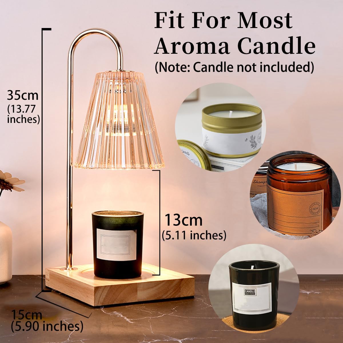 Candle Warmer Lamp with Timer and Dimmer Candle Light Warmer Electric Candle Melt Warmer Cozy Bedroom Decor -Champagne