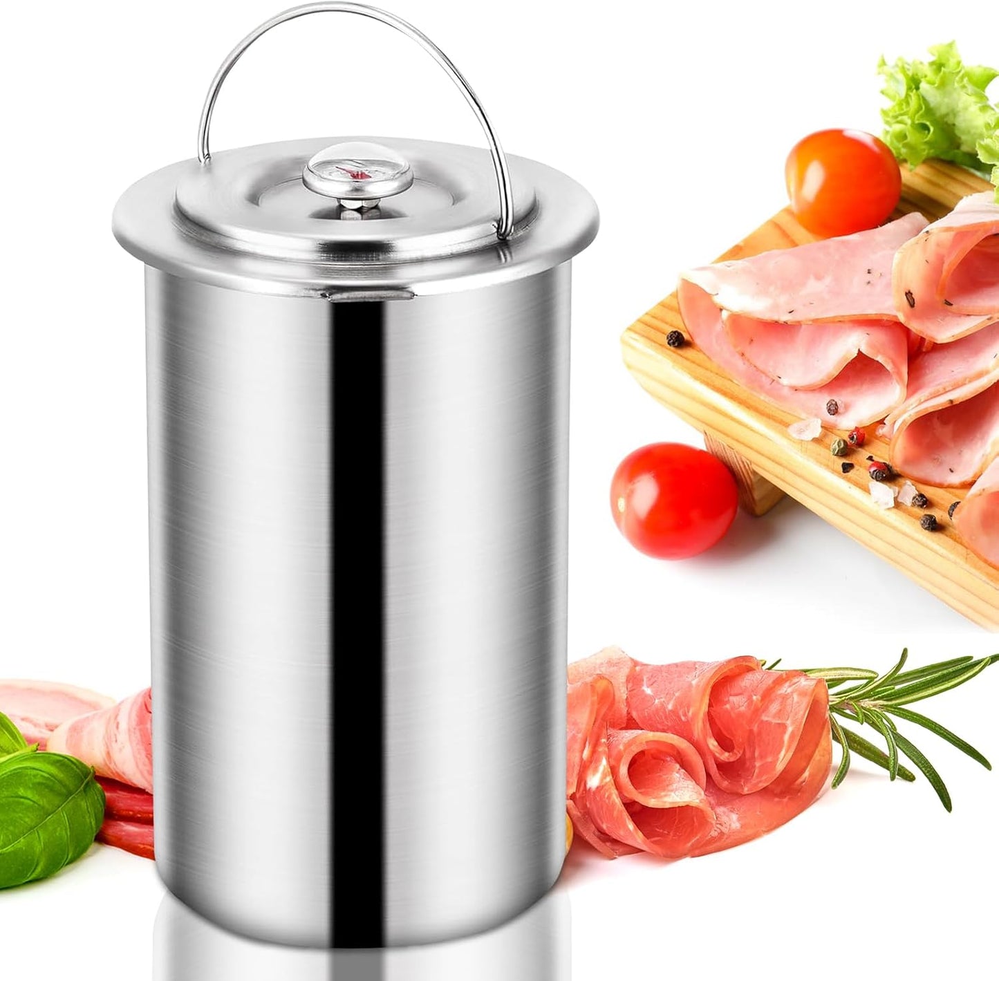 Deli Meat Maker 304 Stainless Steel Ham Press Maker with Thermometer for Making Homemade Lunch Meat Maker