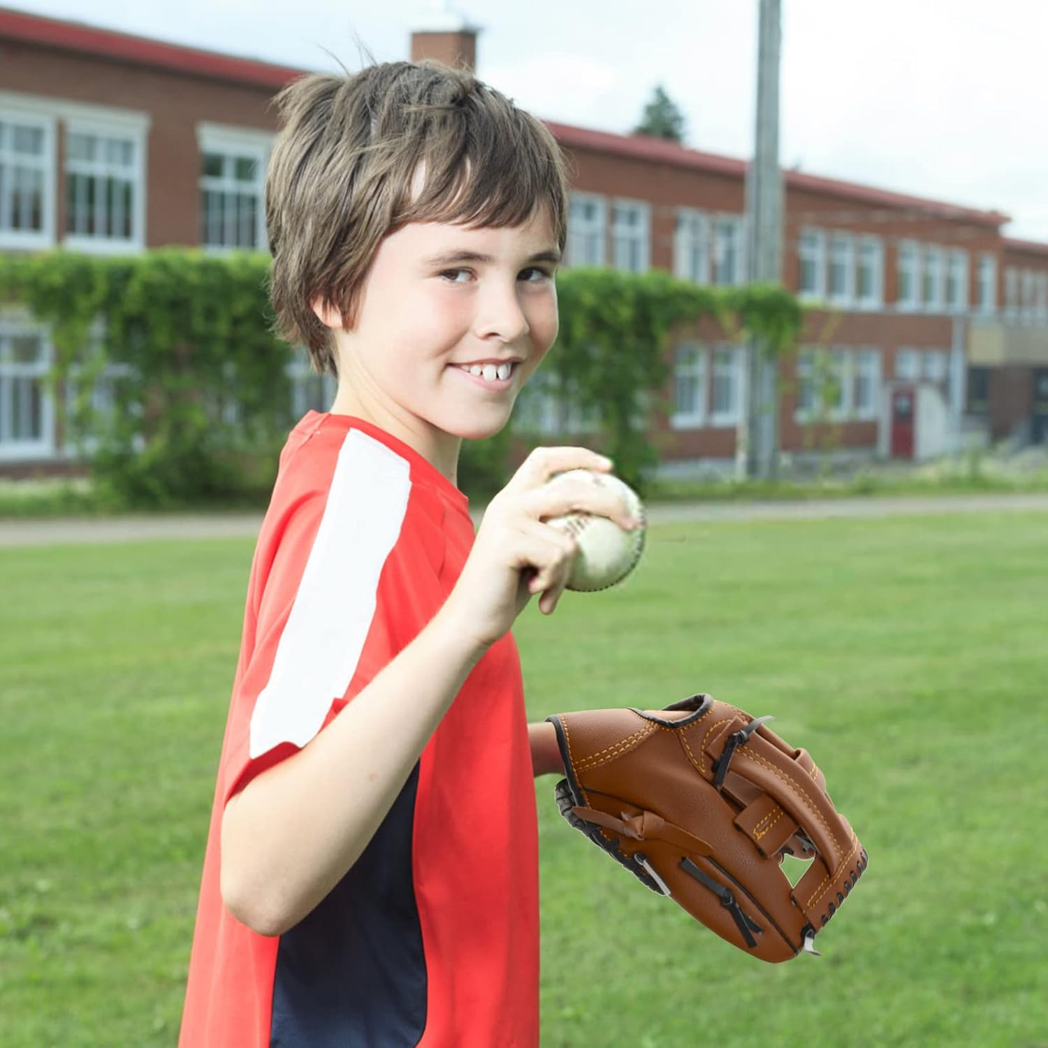 Baseball Glove with Softball Softball Glove 10.5"-12.5" for Kids Youth Adult Baseball Mitt, Right Hand Throw