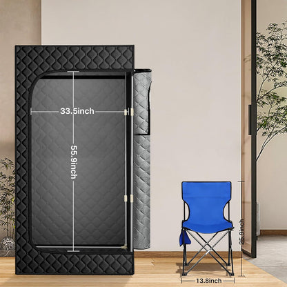 Portable Steam Sauna, Personal Full Body Home Sauna Tent, Indoor Sauna Box for Home Relaxation with 2.6L 1000W Steam Generator, Remote Control, Timer, Foldable Chair (68.5"*39.7"*30.3")