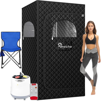 Portable Steam Sauna, Personal Full Body Home Sauna Tent, Indoor Sauna Box for Home Relaxation with 2.6L 1000W Steam Generator, Remote Control, Timer, Foldable Chair (68.5"*39.7"*30.3")