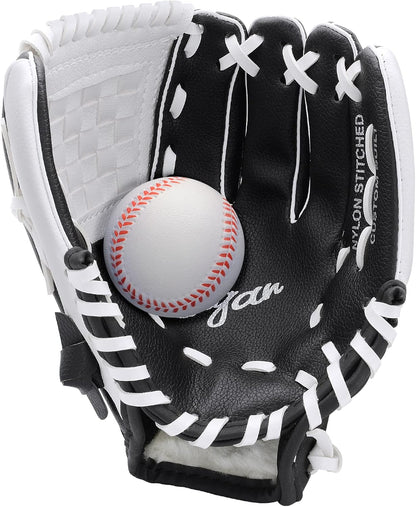 Baseball Glove and Soft Baseball Set for Right Hand Throw for Kids Youth Adult, Softball Glove 9.5''-12.5''