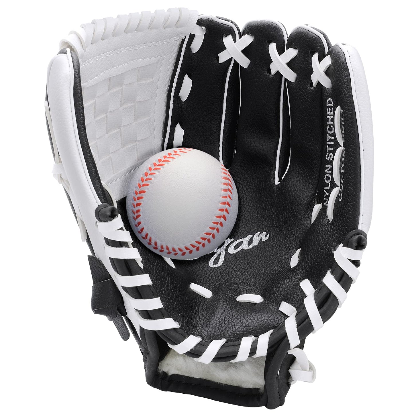 Baseball Glove and Soft Baseball Set for Right Hand Throw for Kids Youth Adult, Softball Glove 9.5''-12.5''