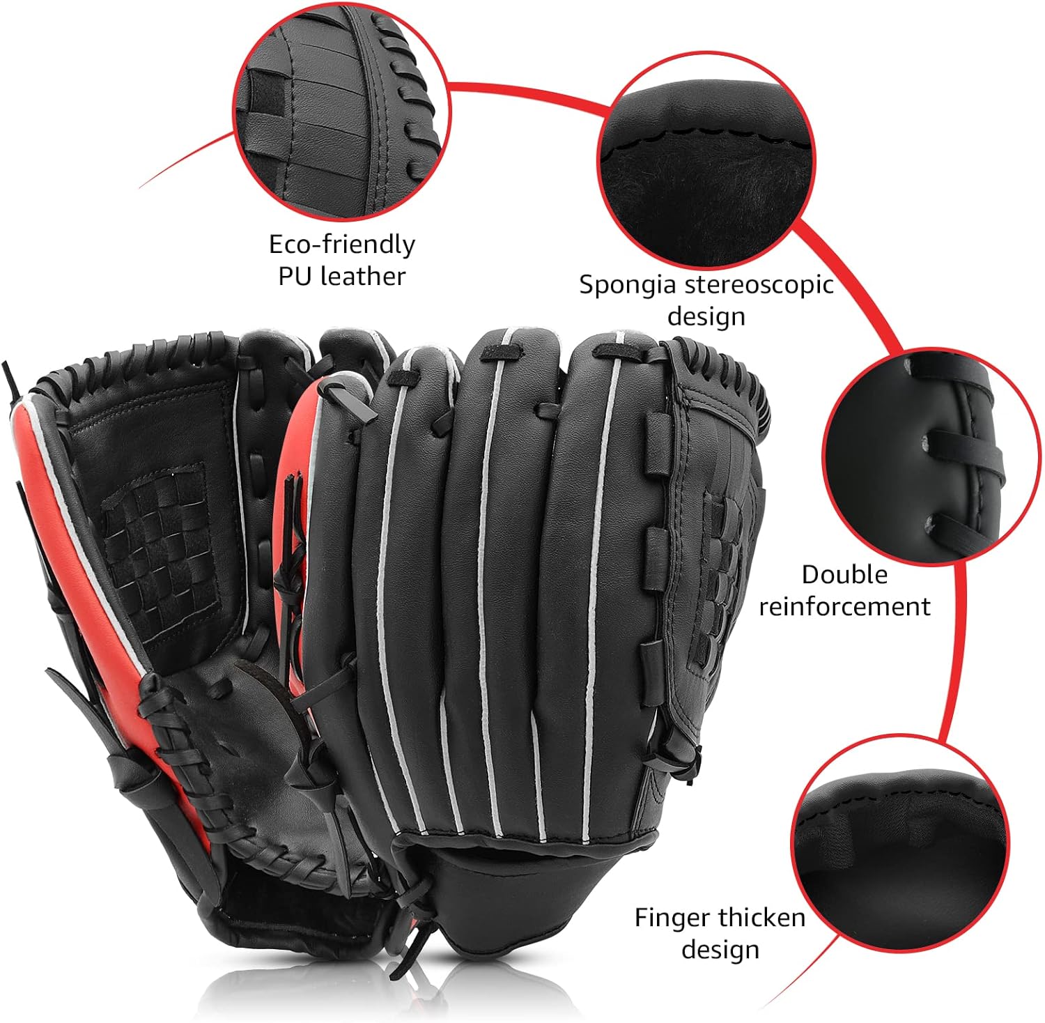 Baseball Glove for Youth Adult, Softball Glove 11''-12.5'' for Training and Playing, Baseball Mitt Left Hand Glove, Right Hand Throw