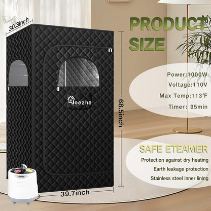 Portable Steam Sauna, Personal Full Body Home Sauna Tent, Indoor Sauna Box for Home Relaxation with 2.6L 1000W Steam Generator, Remote Control, Timer, Foldable Chair (68.5"*39.7"*30.3")