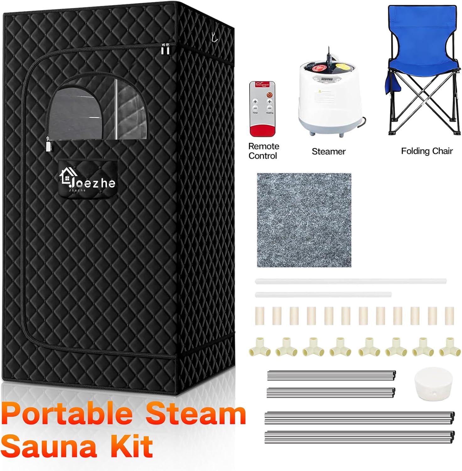 Portable Steam Sauna, Personal Full Body Home Sauna Tent, Indoor Sauna Box for Home Relaxation with 2.6L 1000W Steam Generator, Remote Control, Timer, Foldable Chair (68.5"*39.7"*30.3")