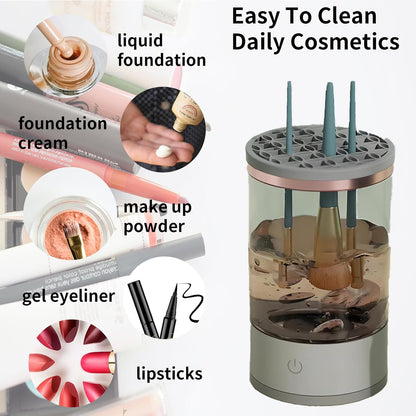 Rechargeable Electric Makeup Brush Cleaner Machine Cosmetic Brush Cleaner Automatic Spinning Makeup Brush Cleaner Fit For All Size Makeup Brush