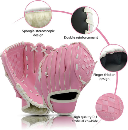 Baseball Glove with Foam Baseball for Right Hand Throw 9.5''-12.5'' for Youth Adult, Softball Glove for Training and Beginner