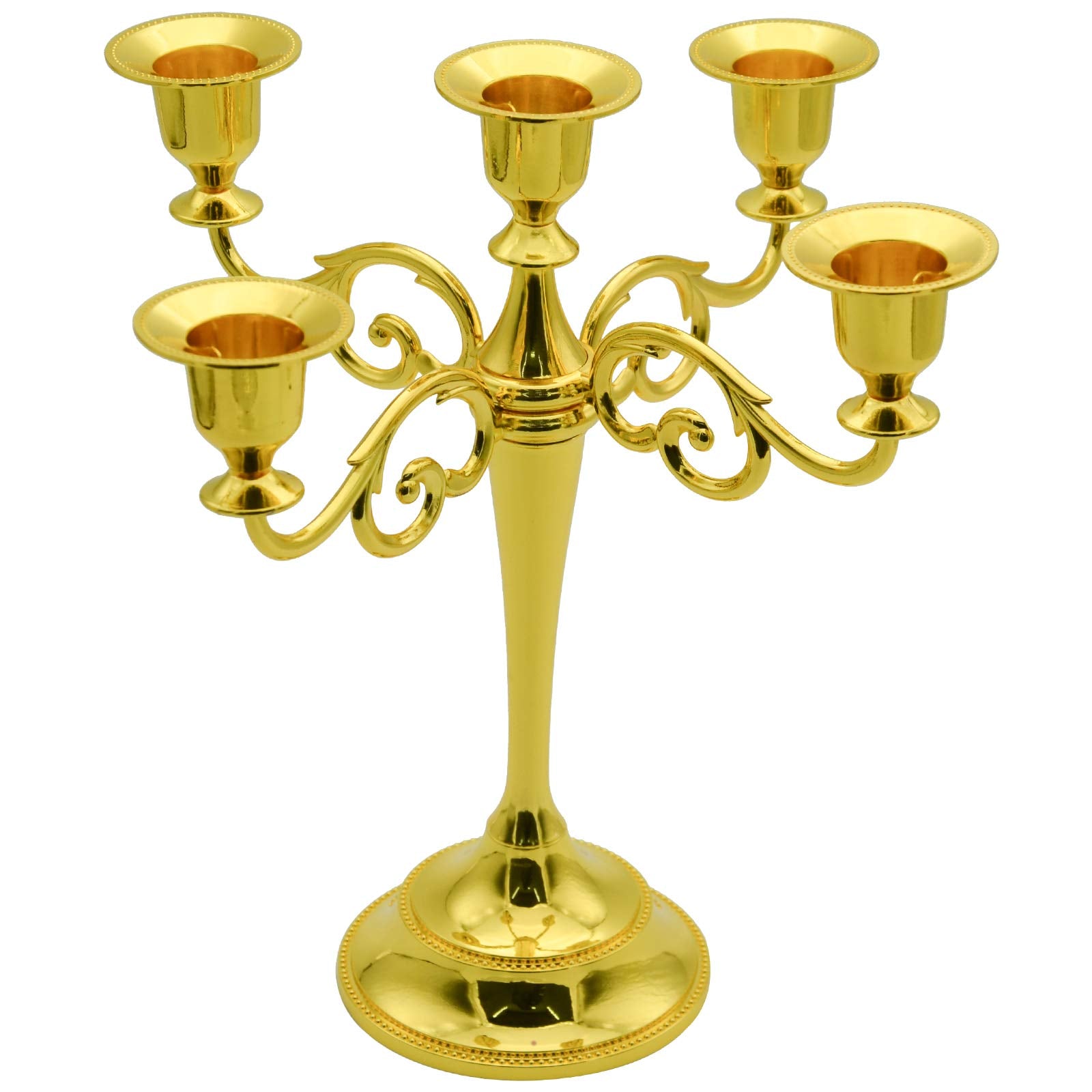 5 Candle Metal Candelabra Candlestick Holders 10.24 inch Tall Candle Holder Wedding Event Candelabra（Black）