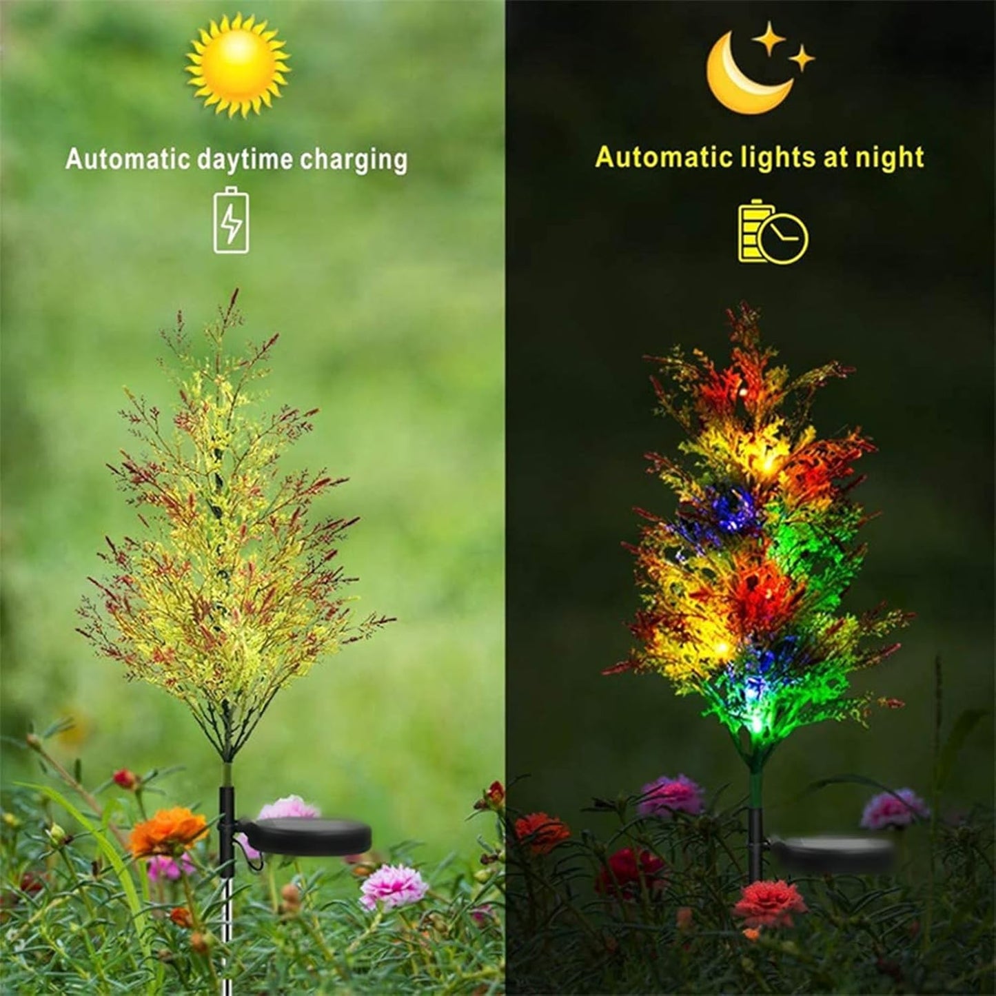 2 Pack Solar Christmas Tree Lights Outdoor Waterproof, Solar Xmas Trees Lights with 2 Light Modes, Solar Powered Christmas Decorations for Outside Pathway Garden Yard Decor