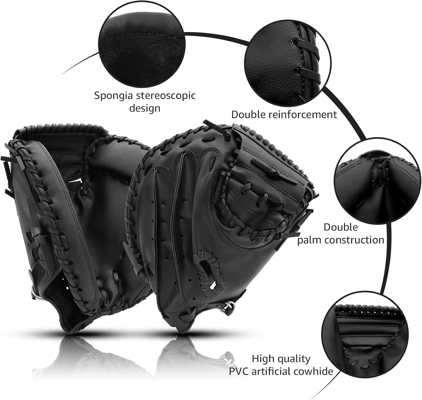 Baseball Catchers Mitt for Adult 12.5 Inch, Softball Catcher's Mitt for Training and Playing, Catcher Glove Left Hand Glove, Right Hand Throw