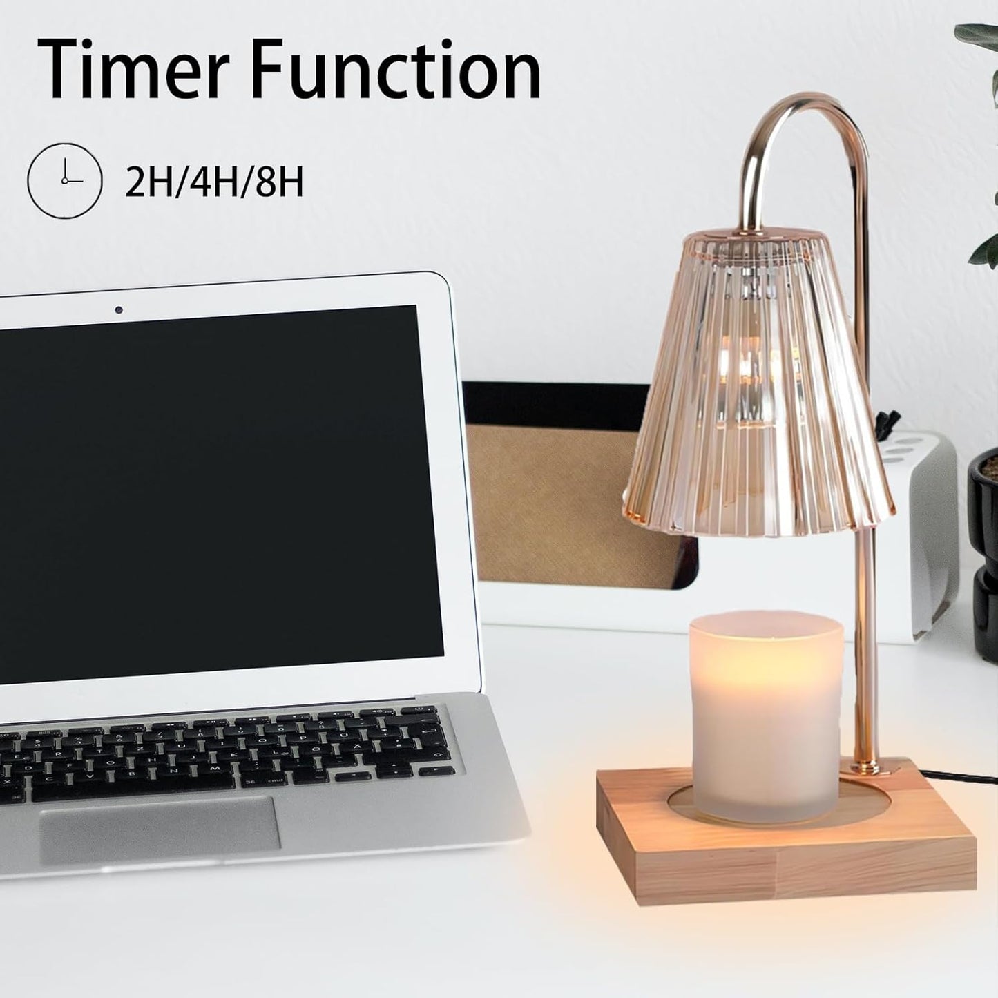 Candle Warmer Lamp with Timer and Dimmer Candle Light Warmer Electric Candle Melt Warmer Cozy Bedroom Decor -Champagne