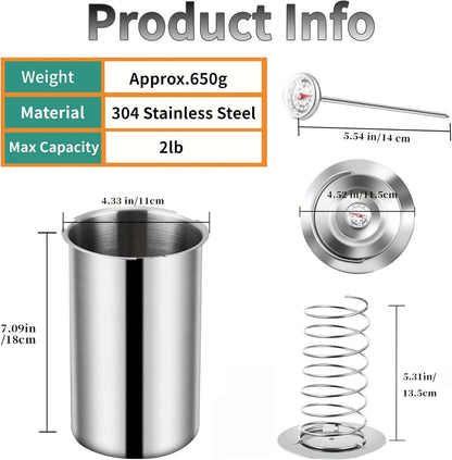 Deli Meat Maker 304 Stainless Steel Ham Press Maker with Thermometer for Making Homemade Lunch Meat Maker