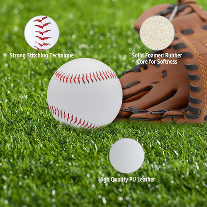 Soft Baseballs 12 Pack, Tball Balls 9 Inch for Kids Youth, Teeball Safety Baseball for Catching, Throwing, Pitching, Hitting, Batting Practice