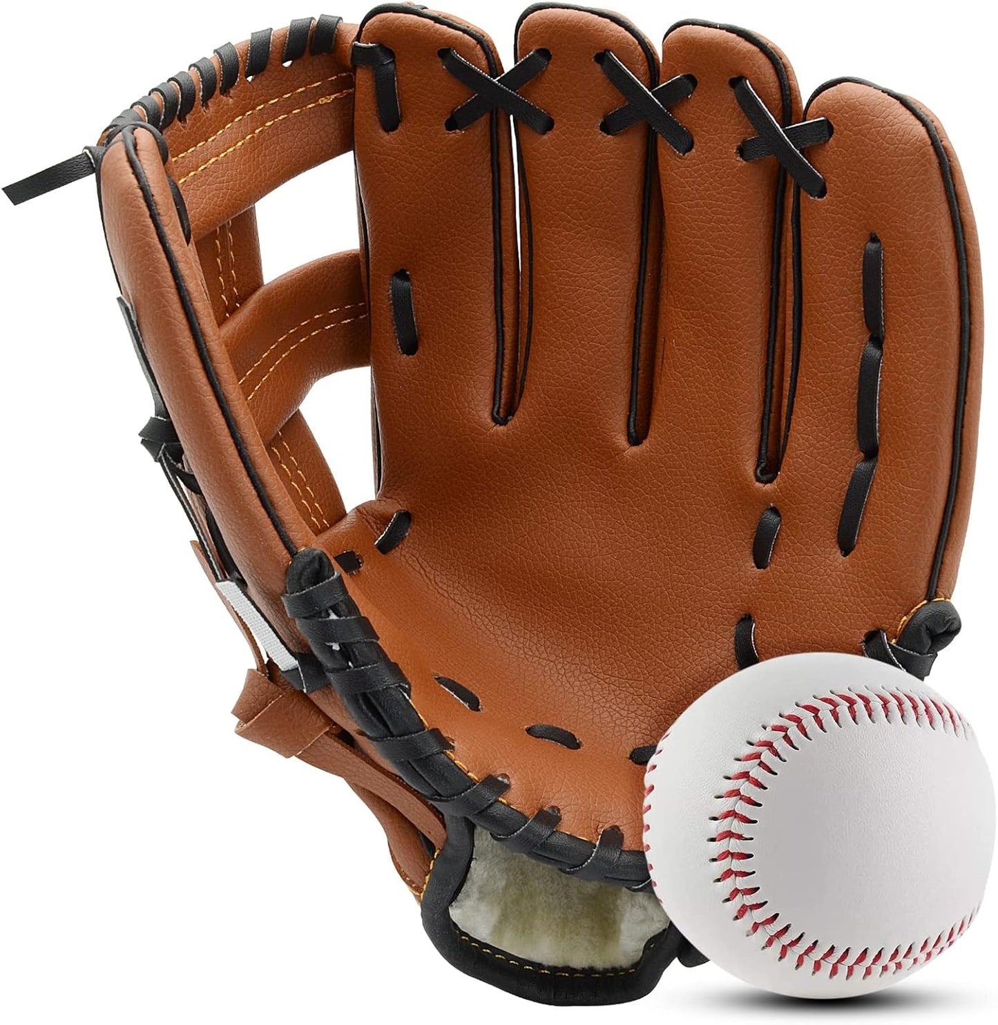 Baseball Glove with Softball Softball Glove 10.5"-12.5" for Kids Youth Adult Baseball Mitt, Right Hand Throw