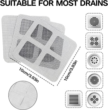 4" X 4" Disposable Shower Drain Cover Hair Catcher Shower Drain Mesh Stickers for Bathroom, Laundry, Bathtub, Kitchen, Sink, Easy to Clean, Can Catch Human and pet Hair (30 PCS)