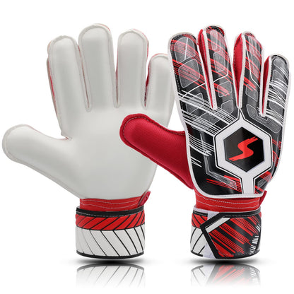 Soccer Goalie Gloves Kids Youth Adult, Goalkeeper Gloves Strong Grip with Fingersave and Double Wrist Protection, Fit Match Training