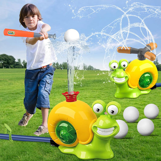 2 in 1 Water Sprinkler Baseball Toy with 2 Sprinkler Heads for Outdoor Play Spinning Water Spray Toy Summer Water Game Outdoor T Ball Game Lawn Backyard Game