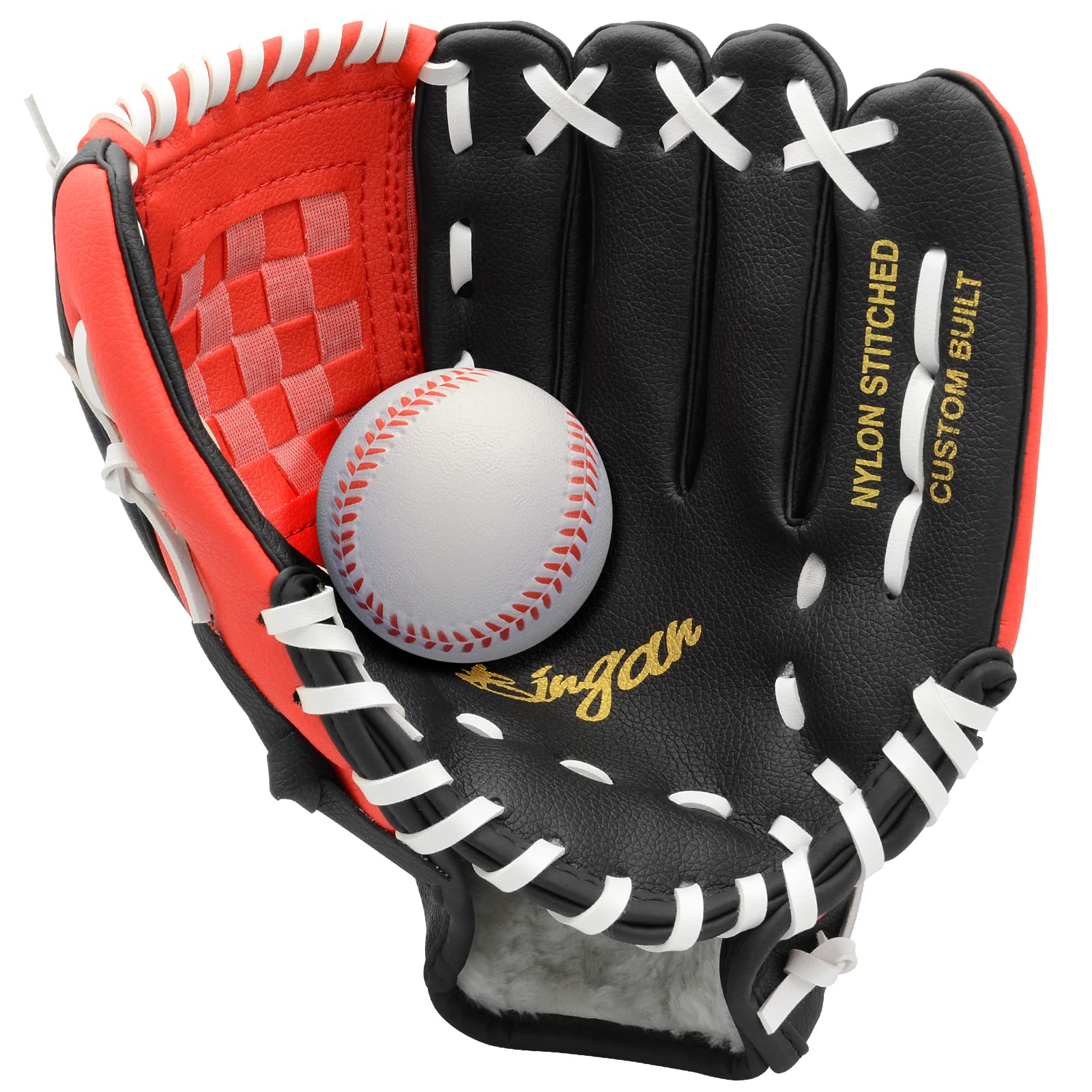 Baseball Glove and Soft Baseball Set for Right Hand Throw for Kids Youth Adult, Softball Glove 9.5''-12.5''