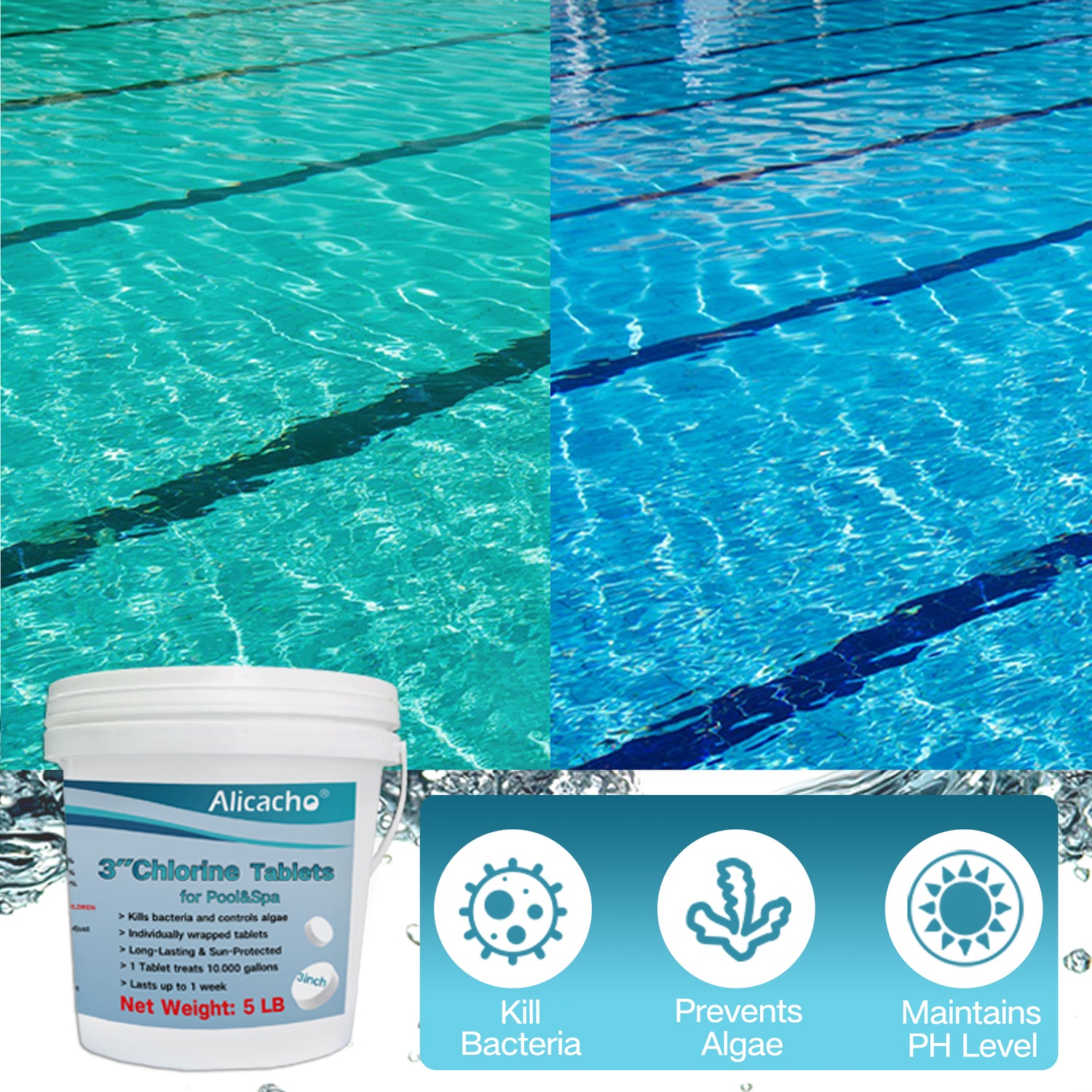 Make Pool Water Clear with Alicacho Chlorine Tablets